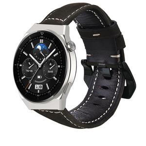 Strap-it Huawei Watch GT 3 Pro 46mm leren band (zwart)