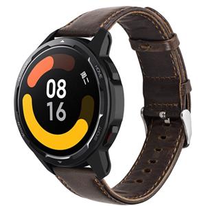 Strap-it Xiaomi Watch S1 leren band (donkerbruin)