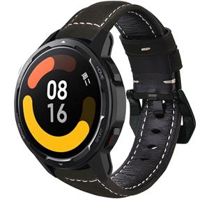 Strap-it Xiaomi Watch S1 leren band (zwart)
