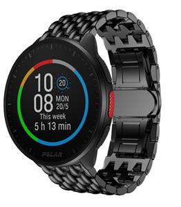 Strap-it Polar Pacer stalen draak band (zwart)