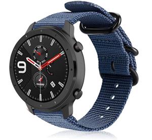 Strap-it Xiaomi Amazfit GTR nylon gesp band (blauw)