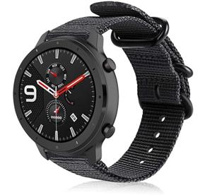 Strap-it Xiaomi Amazfit GTR nylon gesp band (zwart)