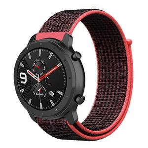 Strap-it Xiaomi Amazfit GTR nylon band (zwart/rood)