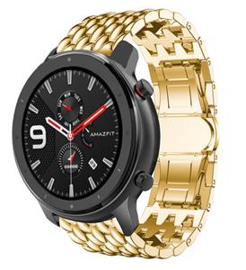 Strap-it Xiaomi Amazfit GTR stalen draak band (goud)