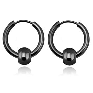 LGT JWLS Stalen creolen Flexible Bead Black-14mm