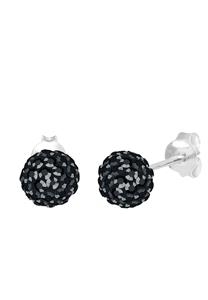 Elli, Ohrringe Elegant Kugel Kristalle 925 Silber in schwarz, Schmuck für Damen