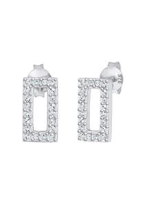 Elli Dames Stud Oorbellen Vierkant Geo met Kristallen in 925 Sterling Zilver