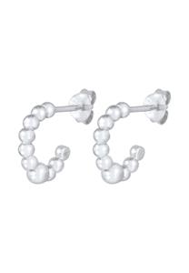 Elli, Ohrringe Creolen Stecker Kugel Geo Look 925 Silber in silber, Schmuck für Damen