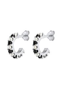 Elli Dames Creolen Parel Zwart en Wit Classic in 925 Sterling Zilver