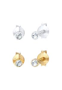 Elli Dames oorstekers met kristallen in 925 zilver en verguld zilver