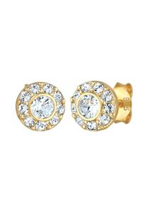 Elli Dames Stud Oorbellen rond Glamorous met Kristallen in 925 Sterling Zilver