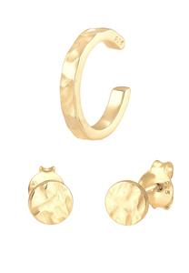 Elli Dames Set Stekker Oorknopje Rond Gehamerd in 925 Sterling Zilver