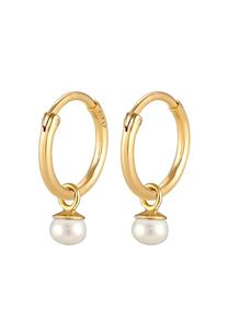 Elli PREMIUM, Ohrringe Modische Creolen Süßwasserzuchtperle 925 Silber in gold, Schmuck für Damen