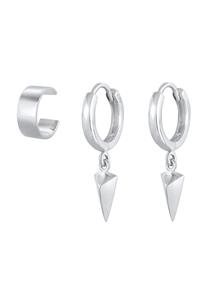 Elli Dames Set Creolen Earcuff Driehoek van verguld 925 Sterling Zilver