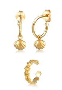 Elli Dames Creolen Schelp Zomer Maritieme Trend Blogger in 925 Sterling Zilver Verguld