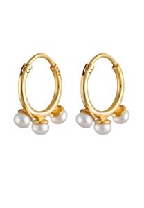 Elli PREMIUM Dames Creolen Elegant met zoetwater gekweekte parels in 925 Sterling Zilver Verguld