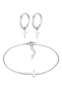 Elli Dames Kruis Hanger Stud Oorbellen Basic in 925 Sterling Zilver
