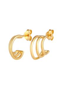 Elli PREMIUM, Ohrringe Creolen Basic Minimal Trend 925 Silber in gold, Schmuck für Damen