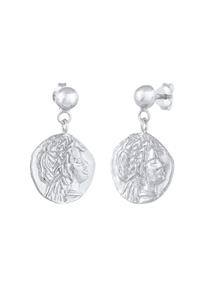 Elli, Ohrringe Stecker Coin Münze Antikes Design 925 Silber in silber, Schmuck für Damen