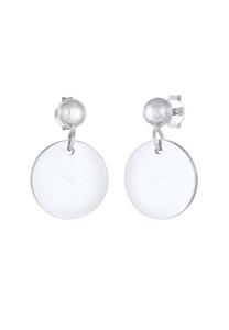 Elli, Ohrringe Ohrhänger Stecker Plättchen Glanzvoll 925 Silber in silber, Schmuck für Damen