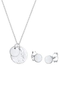 Elli, Schmuckset Plättchen Geo-Organic Halskette Ohrring 925 Silber in silber, Schmuck für Damen
