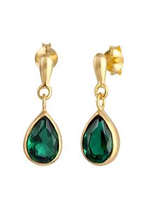 Elli PREMIUM Elli PREMIUM Oorbellen Dames Oor Hanger Druppel Kwarts Groen in 925 Sterling Zilver Verguld