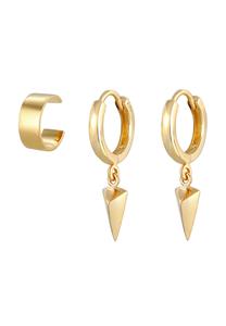 Elli Dames Set Creolen Earcuff Driehoek van verguld 925 Sterling Zilver