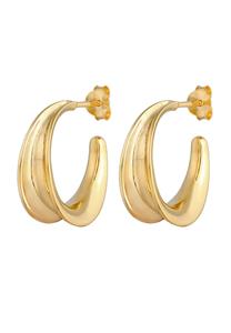 Elli Dames Arched Chunky Blogger Trend Creolen in 925 Sterling Zilver Verguld