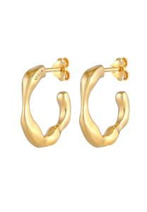 Elli PREMIUM, Ohrringe Creolen Ohrhänger Organische Struktur 925 Silber in gold, Schmuck für Damen