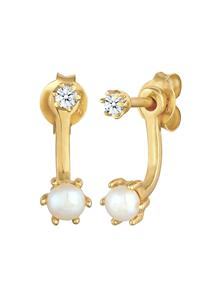 Elli DIAMONDS, Ohrringe Ear Jacket Diamant (0.06 Ct) Süßwasserperle 925 Silber in gold, Schmuck für Damen