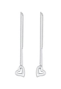 Elli Dames Oorbellen Pull Through Hart Basic Trend in 925 Sterling Zilver Verguld