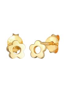 Elli, Ohrringe Kinder Blume Blüte Flower 925 Silber in gold, Kinderaccessoires für Mädchen