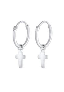 Elli Dames Creolen Hangers Kruis Religie van 925 Sterling Zilver