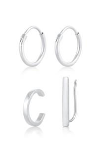 Elli Dames Set Creolen Oorknoppen Basic in 925 Sterling Zilver Verguld
