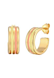Elli Dames Creolen Gestructureerd met Emaille in 925 Sterling Zilver Verguld
