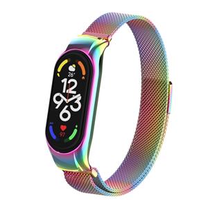 Strap-it Xiaomi Mi Band 7 Milanese band (regenboog)