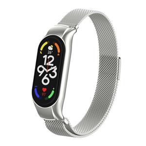 Strap-it Xiaomi Mi Band 7 Milanese band (zilver)