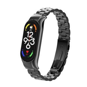 Strap-it Xiaomi Mi Band 7 stalen bandje (zwart)