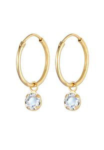Elli Dames Solitaire Creolen met Kristallen in 925 Sterling Zilver Verguld