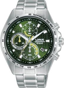 Lorus RM355HX9 Horloge Chronograaf staal zilverkleurig-groen 44 mm