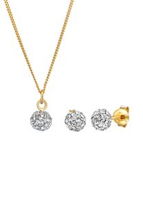 Elli, Schmuckset Basic Elegant Kristalle 925 Silber in gold, Schmuck für Damen