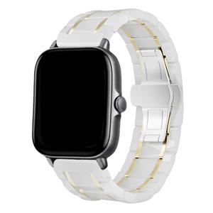 Strap-it Xiaomi Amazfit GTS 2 keramiek stalen band (wit/goud)