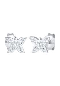 Elli Kinderen Vlinder Speels met Zirkonia Kristallen in 925 Sterling Zilver Verguld