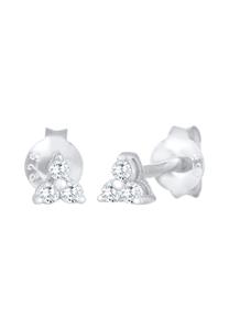 Elli Dames Stud Oorbellen Drie-eenheid met Zirkonia Kristallen in 925 Sterling Zilver Gold Plated