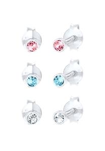 Elli Kinderen basis bont roze blauw met kristallen in 925 sterling zilver
