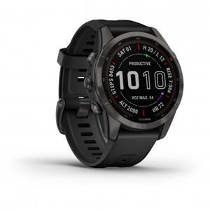 Garmin fenix 7S SapphireSolarTitanium GPS Watch SS22 - Carbon Grey - Black}
