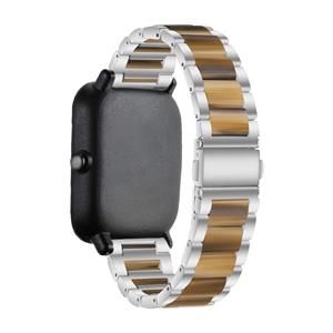 Strap-it Amazfit GTS 3 stalen resin band (zilver/bruin)