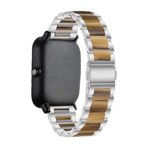 Strap-it Xiaomi Amazfit GTS stalen resin band (zilver/bruin)