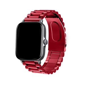 Strap-it Amazfit Bip stalen band (wijnrood)