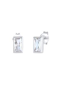 Elli Dames Stud Oorbellen Filigraan met baguette-geslepen zirkonia in 925 sterling zilver verguld